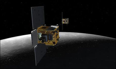 NASA crashes 2 probes into moon mountain