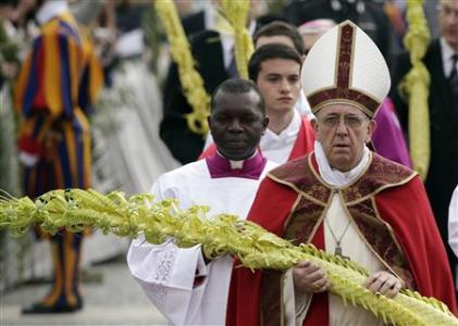 New pope cites grandma's folk wisdom at his first Palm Sunday