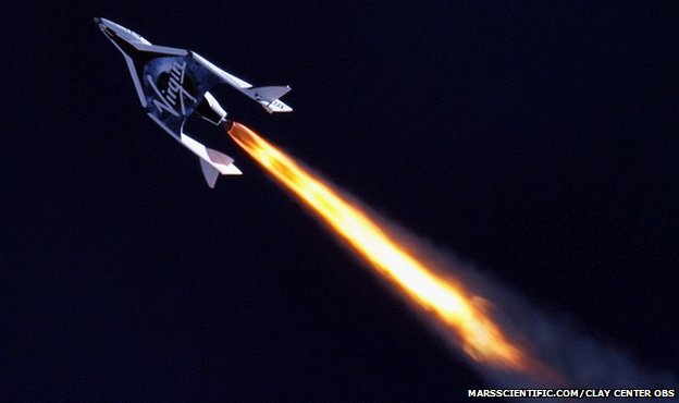 Sir Richard Branson's Virgin Galactic spaceship ignites engine in flight