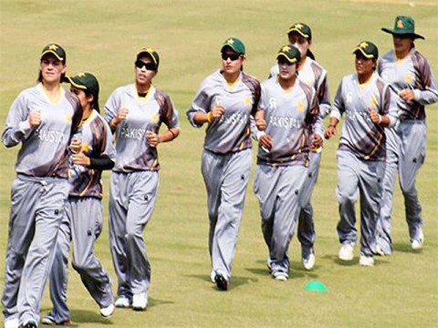 Pakistan women's team practise amid tight security